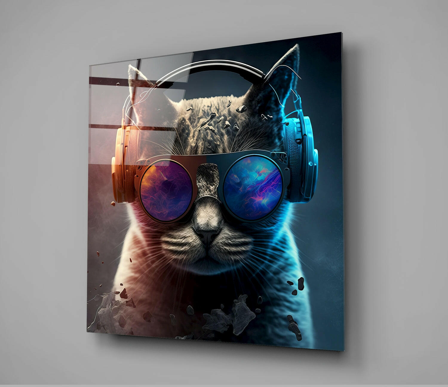 Punky Cat Glass Wall Art || Designer Collection