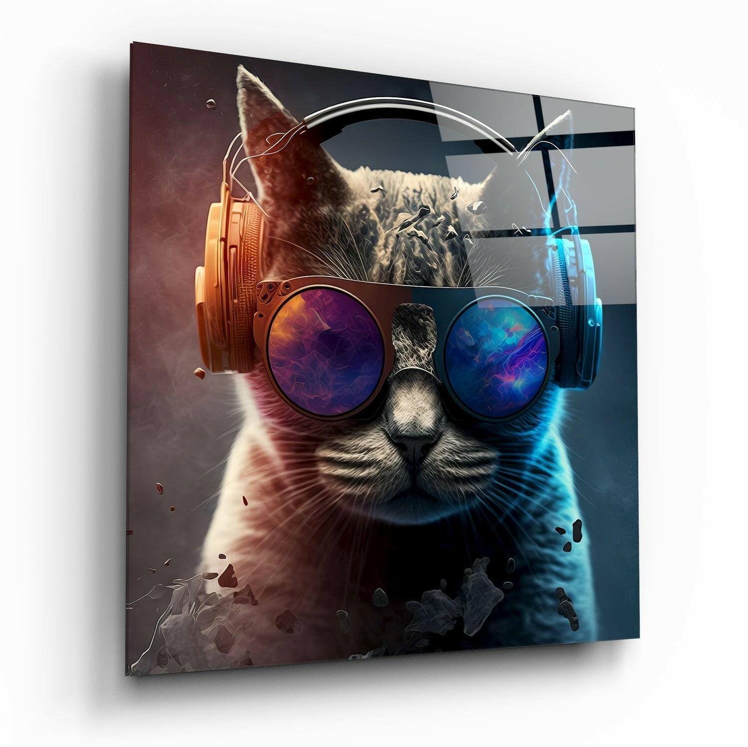 Punky Cat Glass Wall Art || Designer Collection