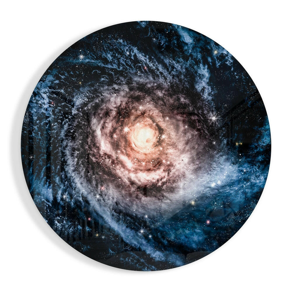 Blue Spiral Galaxy Glass Wall Art