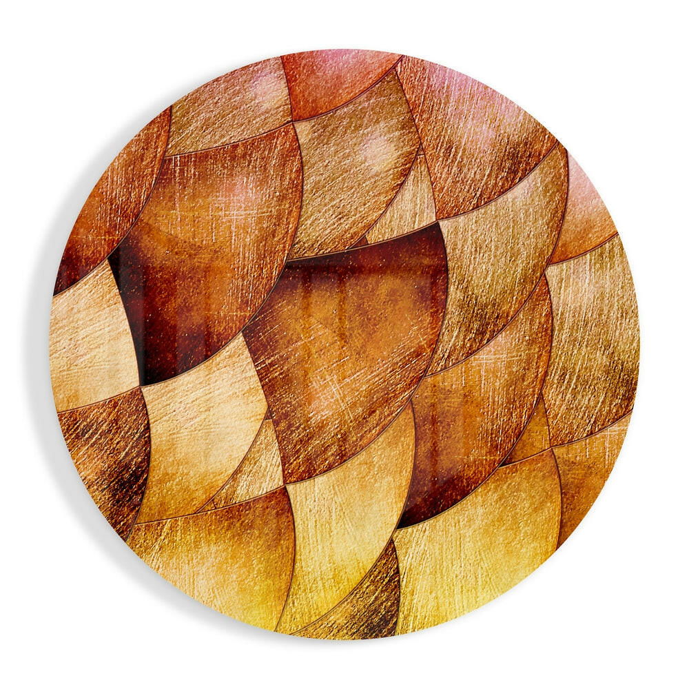 Golden Bronze Petal Scales Glass Wall Art