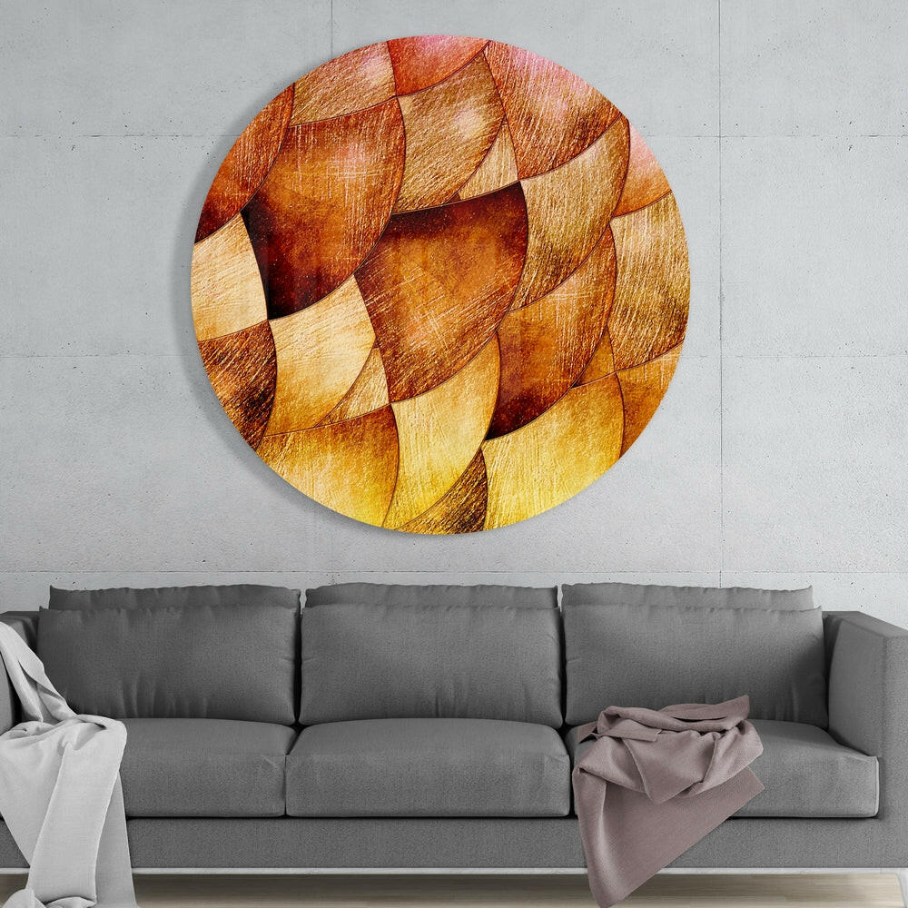 Golden Bronze Petal Scales Glass Wall Art