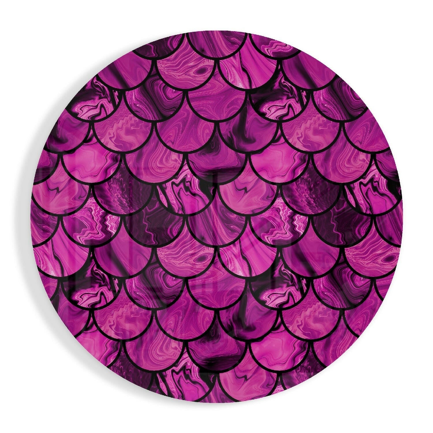 Magenta Marble Fish Scales Glass Wall Art