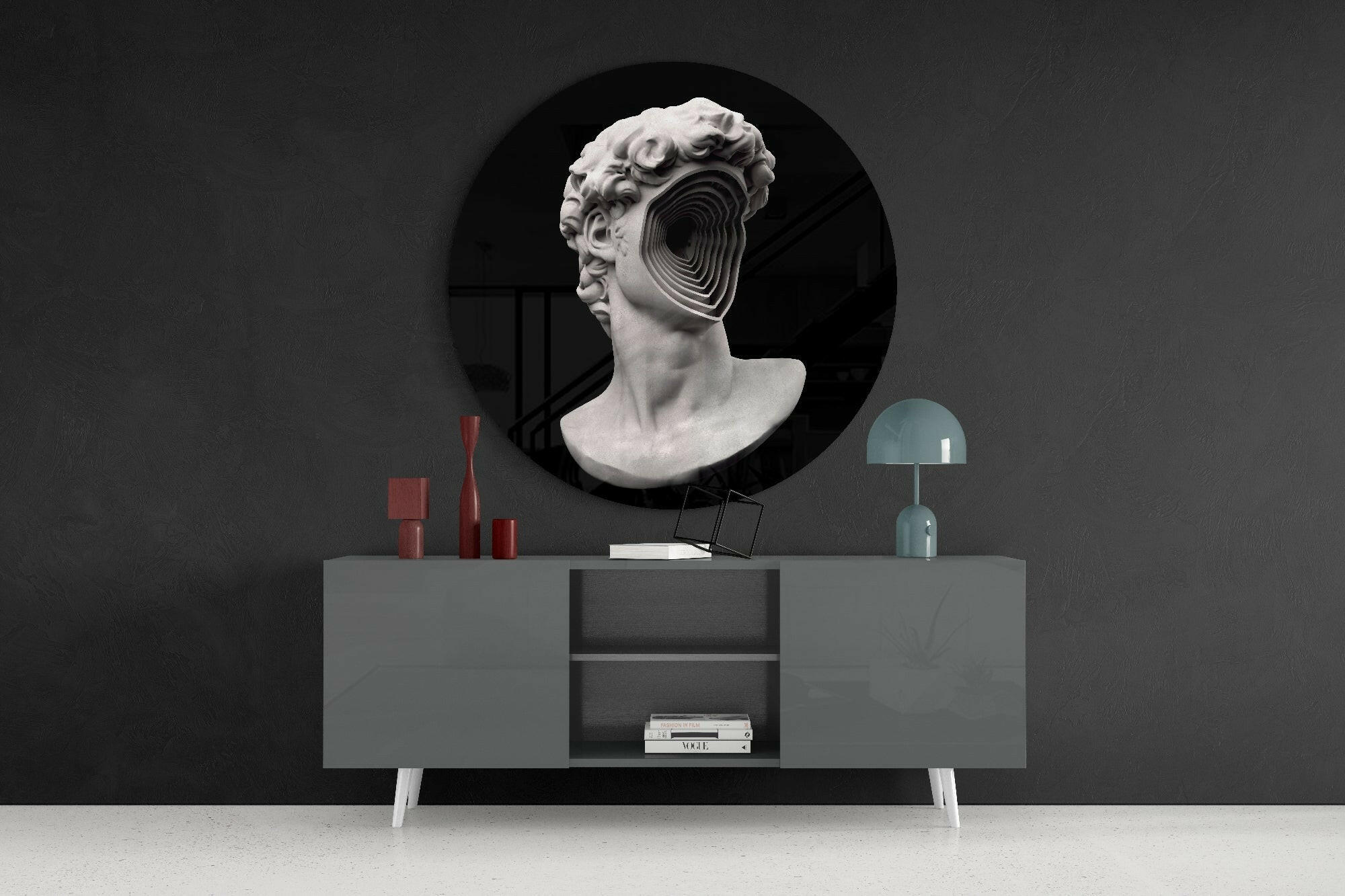 Spiral Face Statue Glass Wall Art