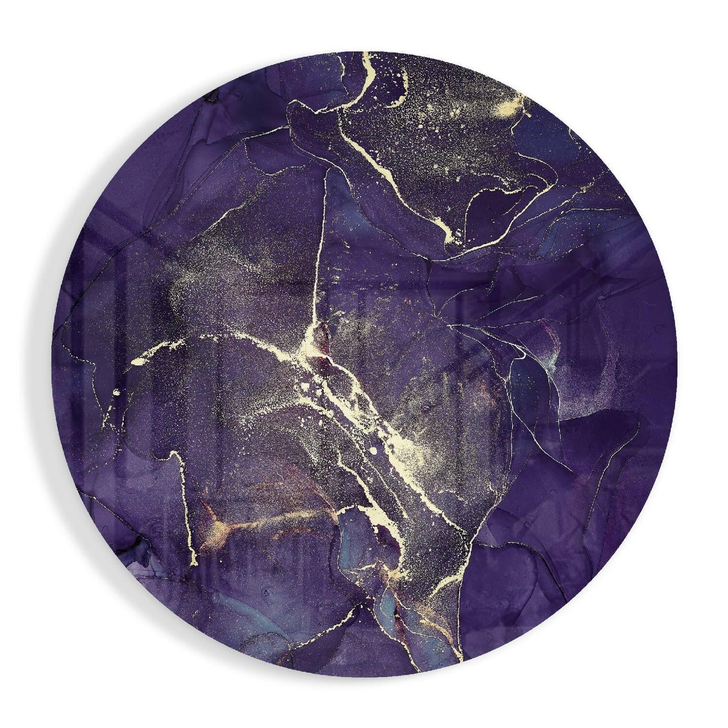 Purple Gold Vein Marble Glass Wall Art