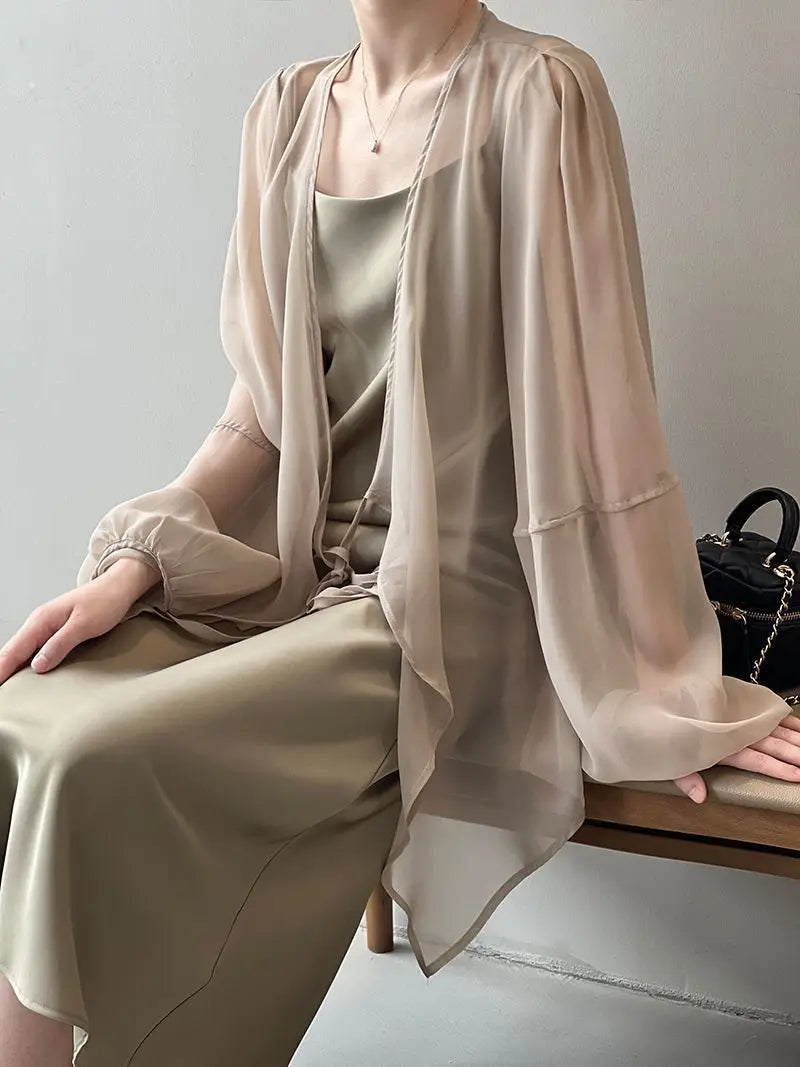 Women High Street Casual Lacing Button Cardigan Elegant All-match Top