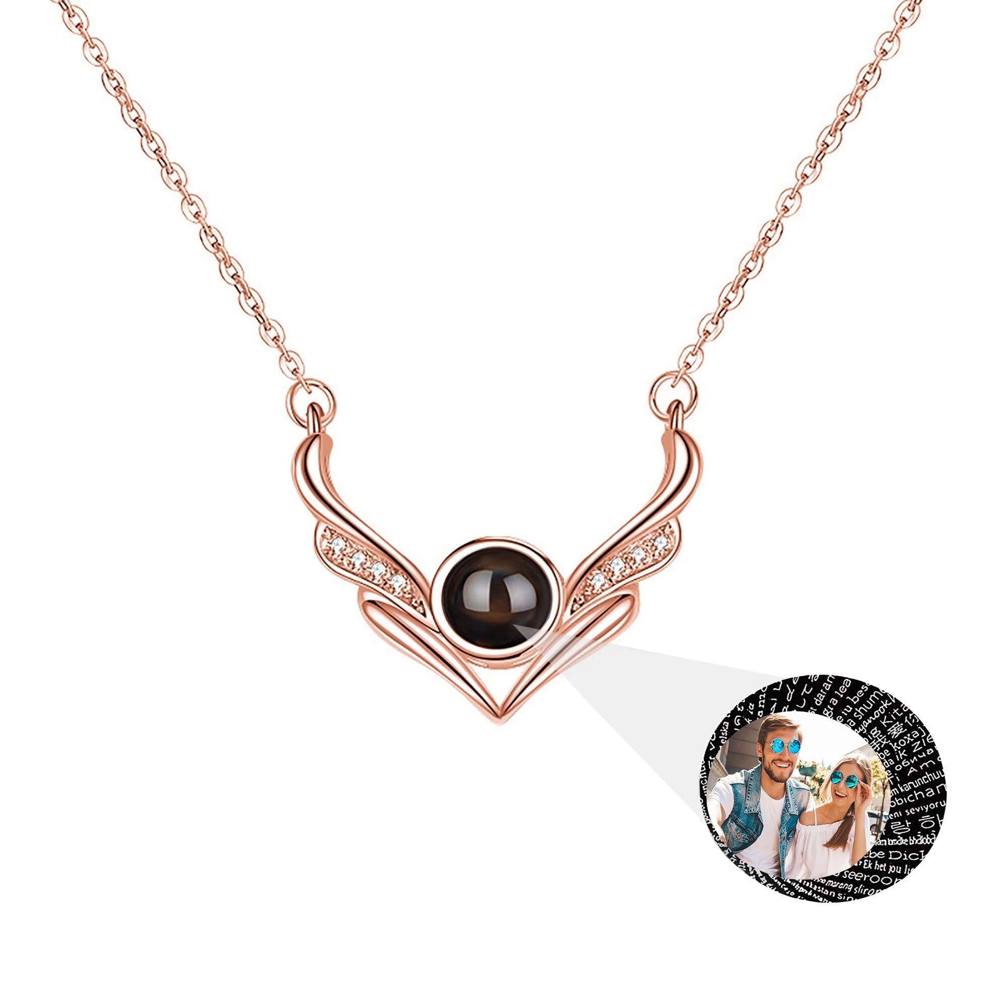 Angel wings with customizable photosProjection Necklace Pendant Jewelry