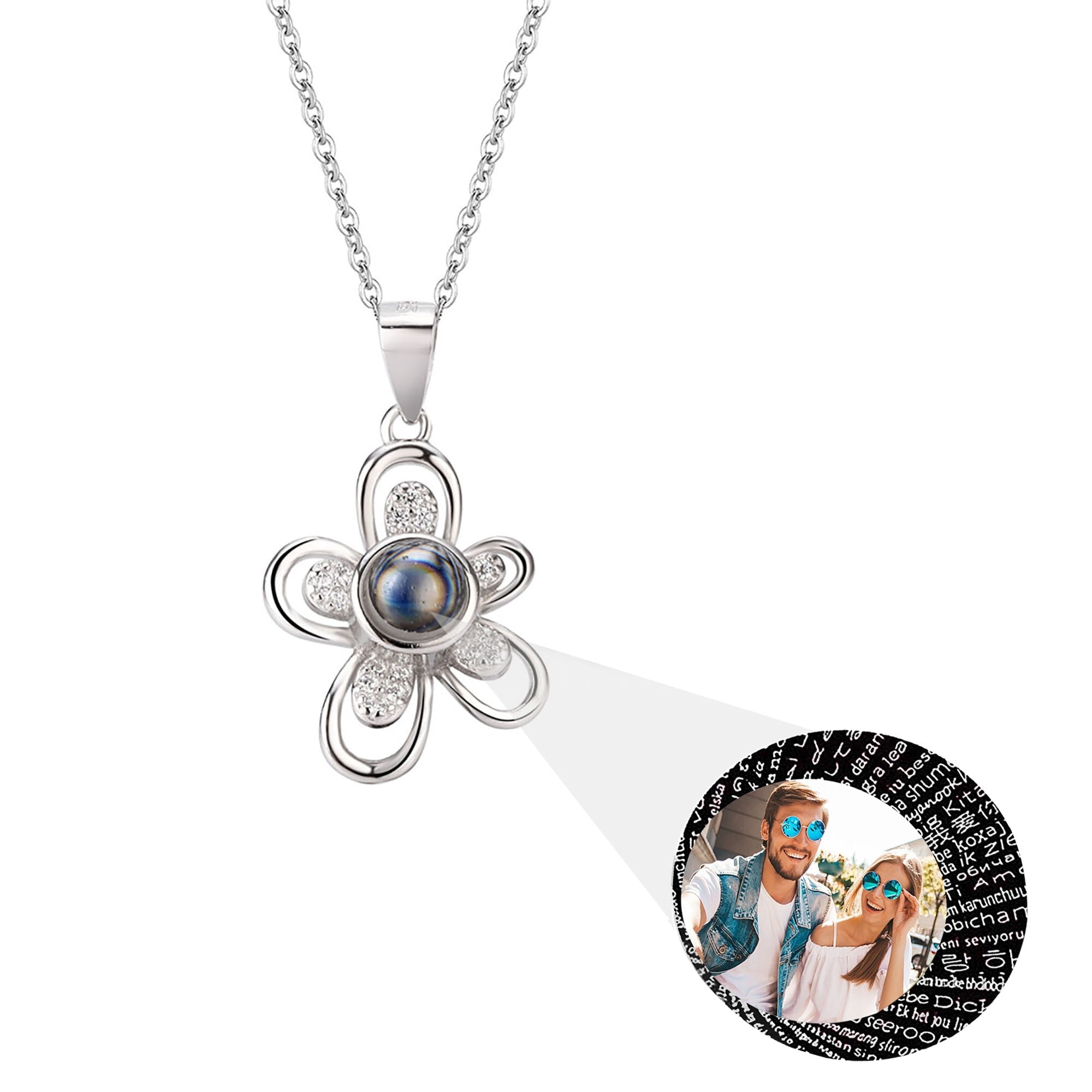 Flowers that can be customized for photos Projection Necklace Pendant Jewelry