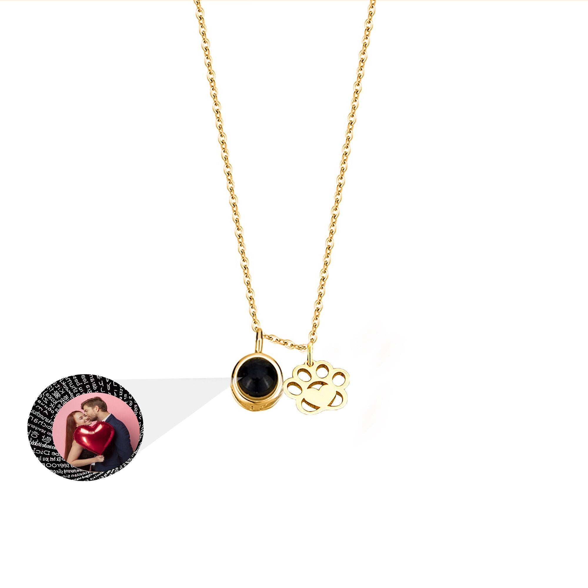 Customized Photo Dog Paws Projection Necklace Pendant Jewelry For Lover Girlfriend