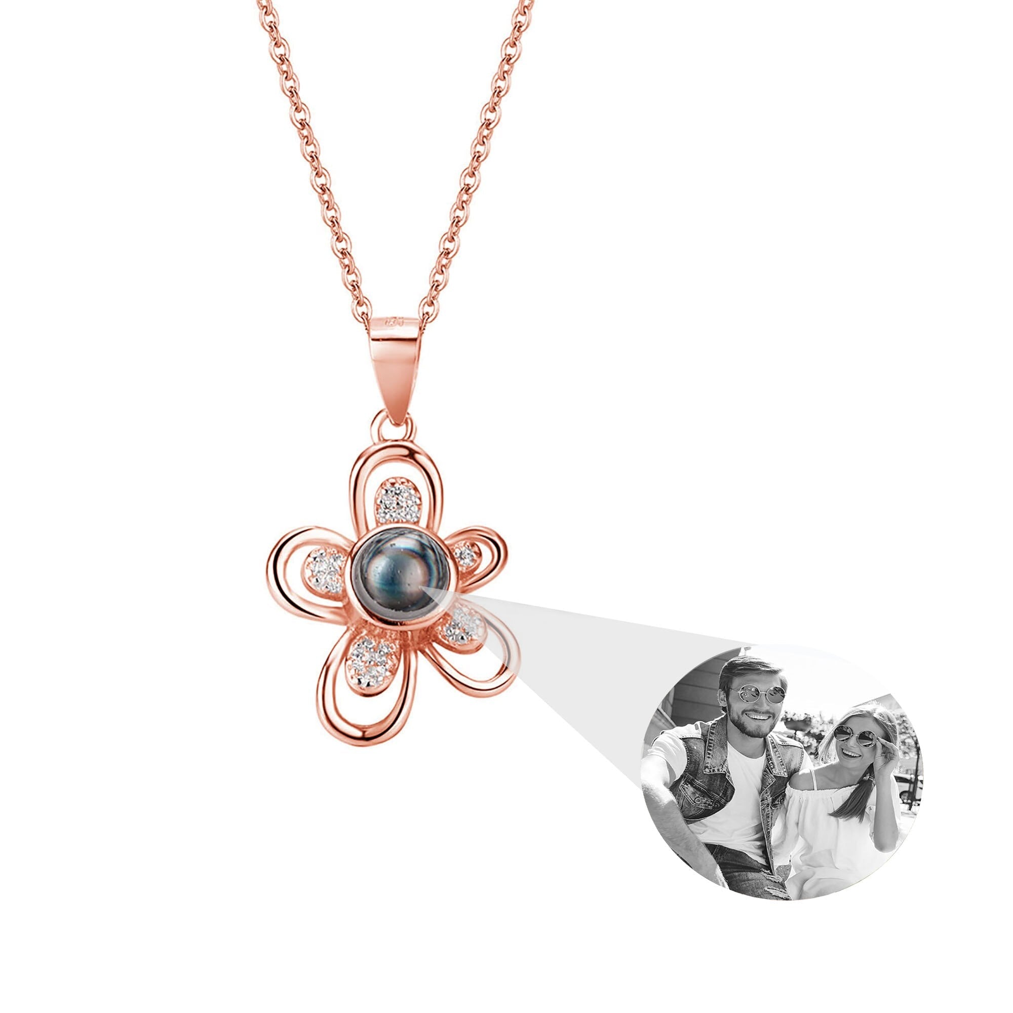 Flowers that can be customized for photos Projection Necklace Pendant Jewelry