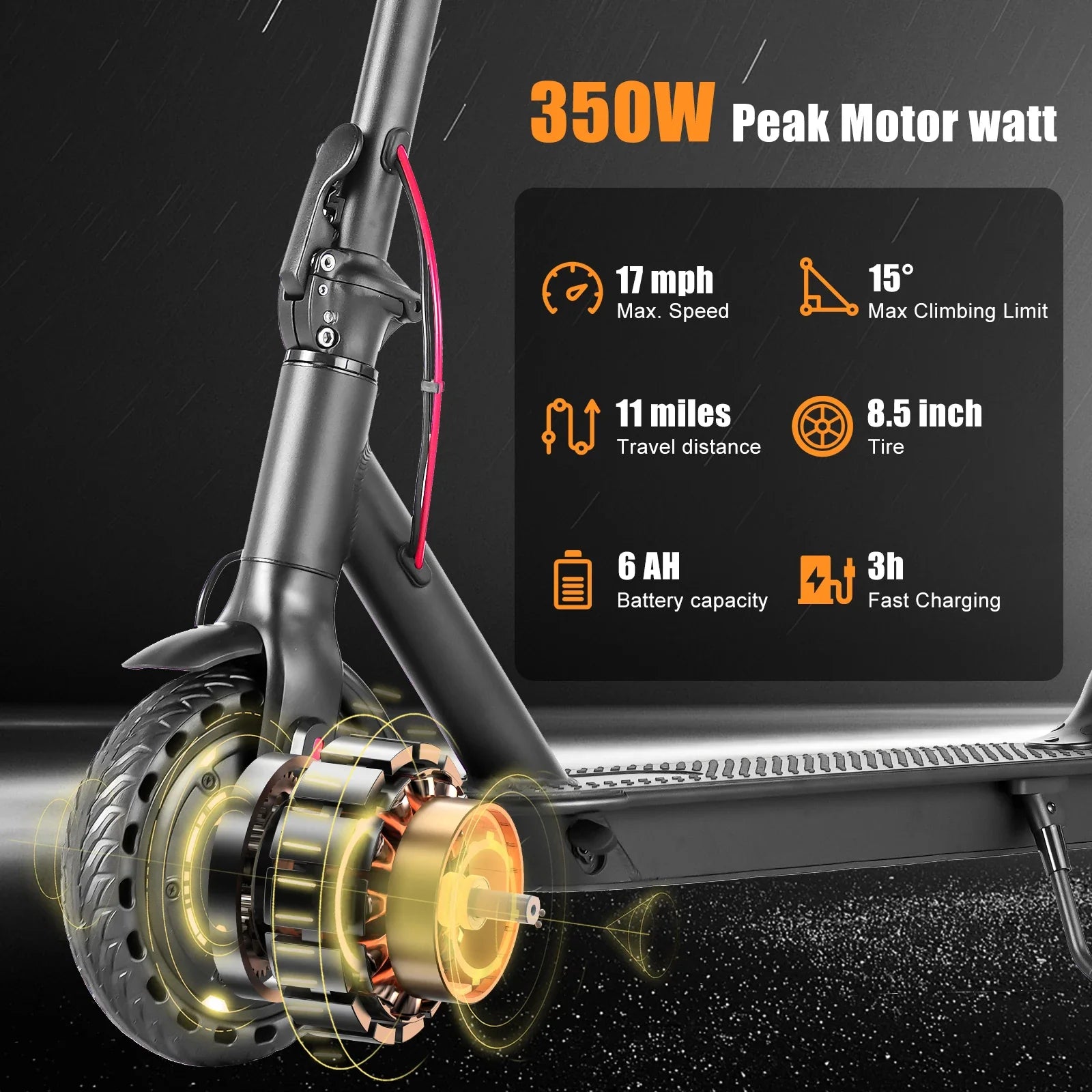 Electric Scooter 350W E Scooter Shock-absorbing 8.5 Inches Folding waterproof Commuting Electric Scooters