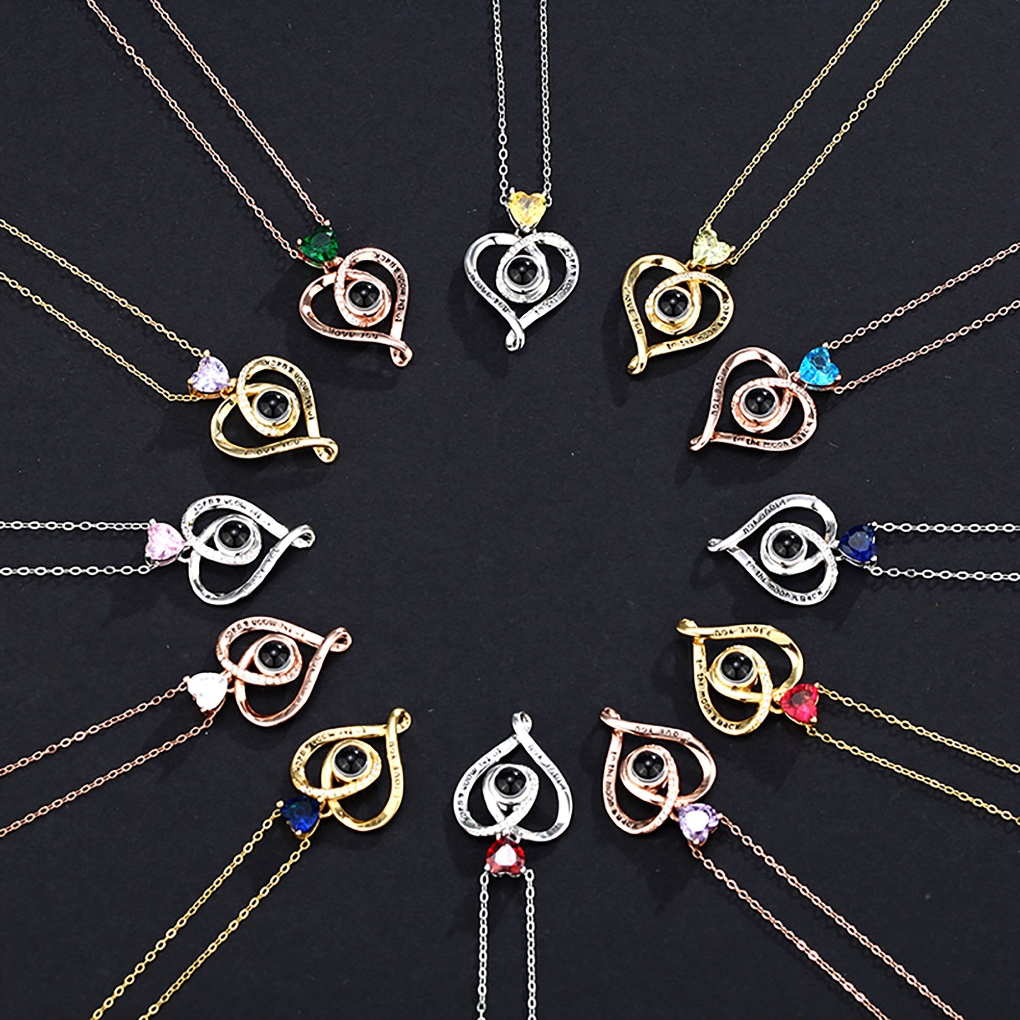 Love with customizable photosProjection Necklace Pendant Jewelry For Lover Girlfriend