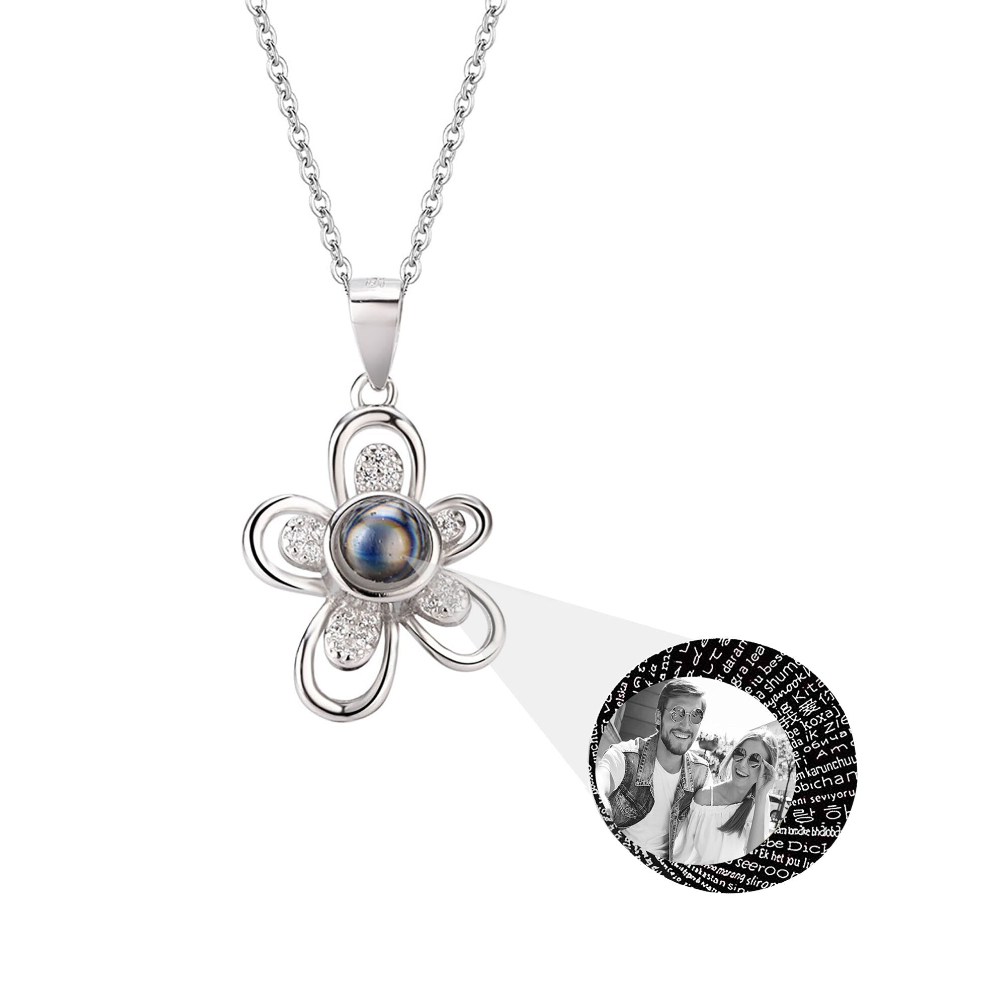 Flowers that can be customized for photos Projection Necklace Pendant Jewelry