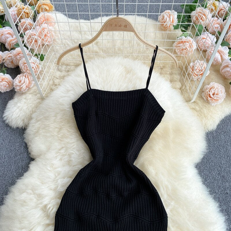 Summer Women Two Piece Set Plaid Long Sleeve Sunscreen Shirt+A-line Knitting Slip Dress