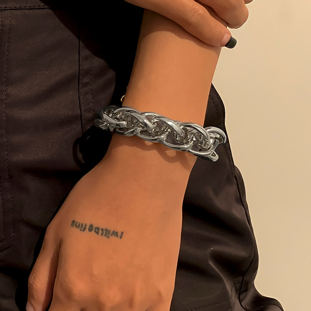Hip Hop Thick Link Chain Bracelet Women&