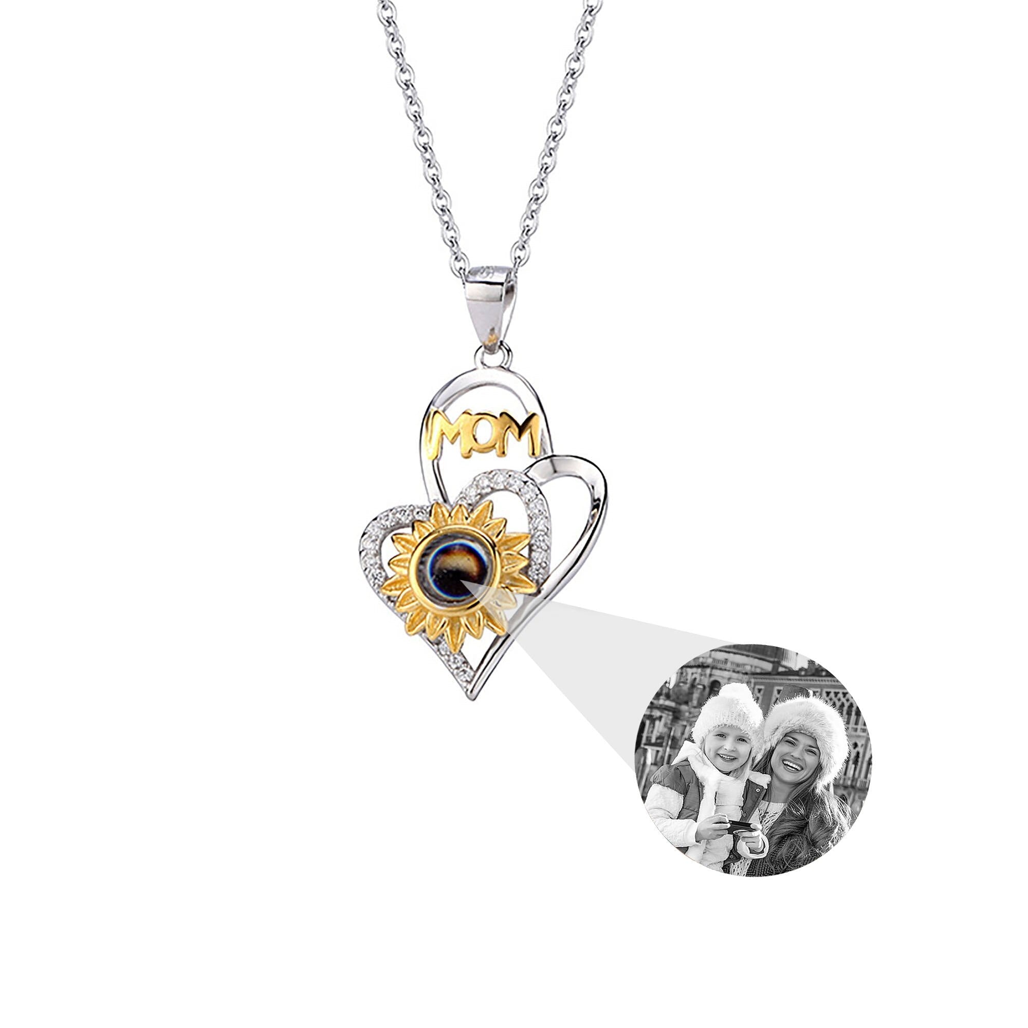 Sunflower with customized photosProjection Necklace Pendant Jewelry
