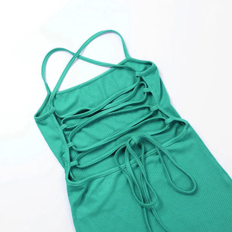 Backless Bandage Bodycon Halter Neck Split Party Dresses
