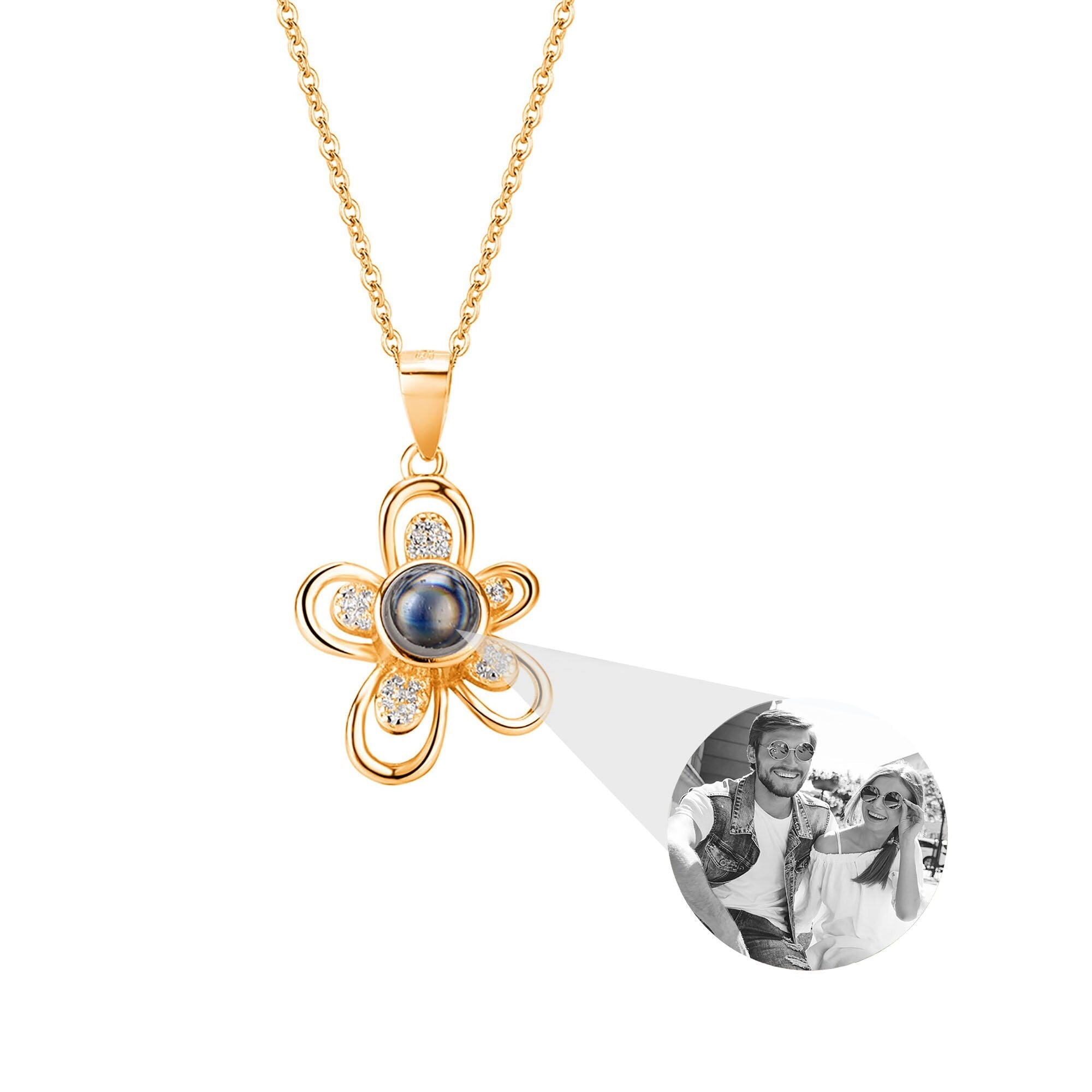 Flowers that can be customized for photos Projection Necklace Pendant Jewelry