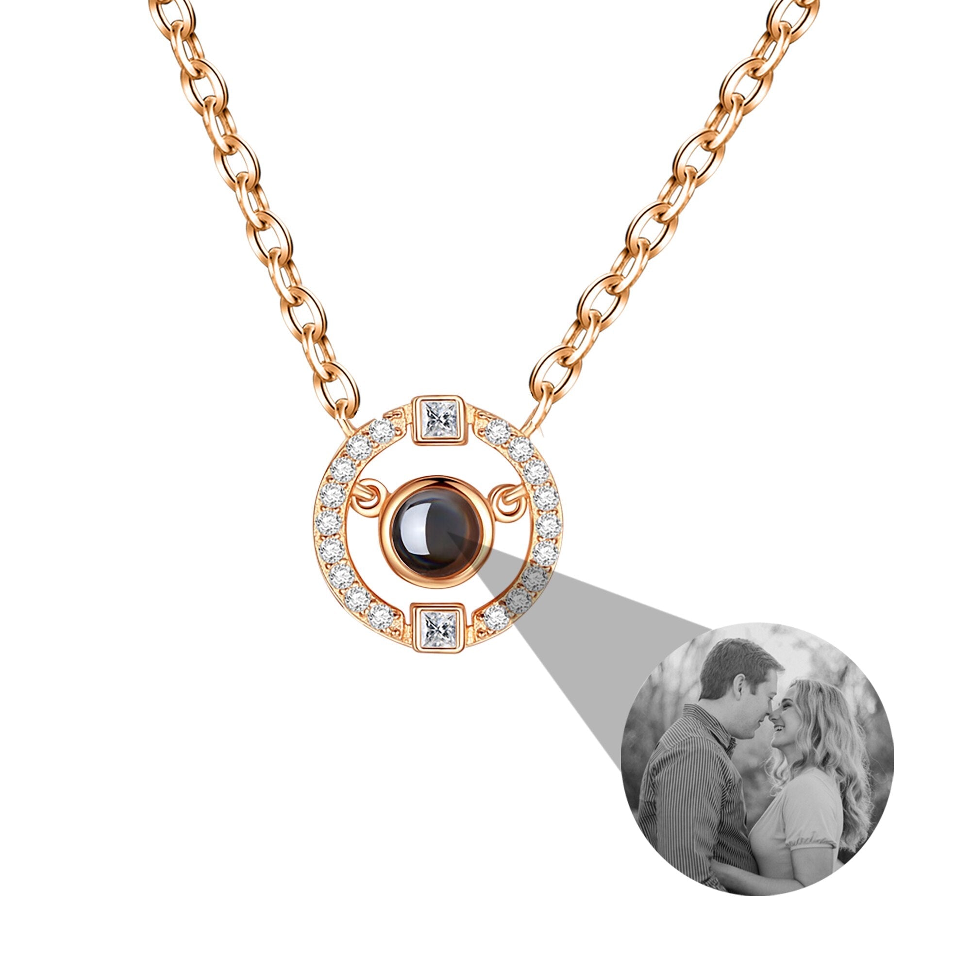 Customizable photo circle Projection Necklace Creative Pendant is a Commemorative Gift