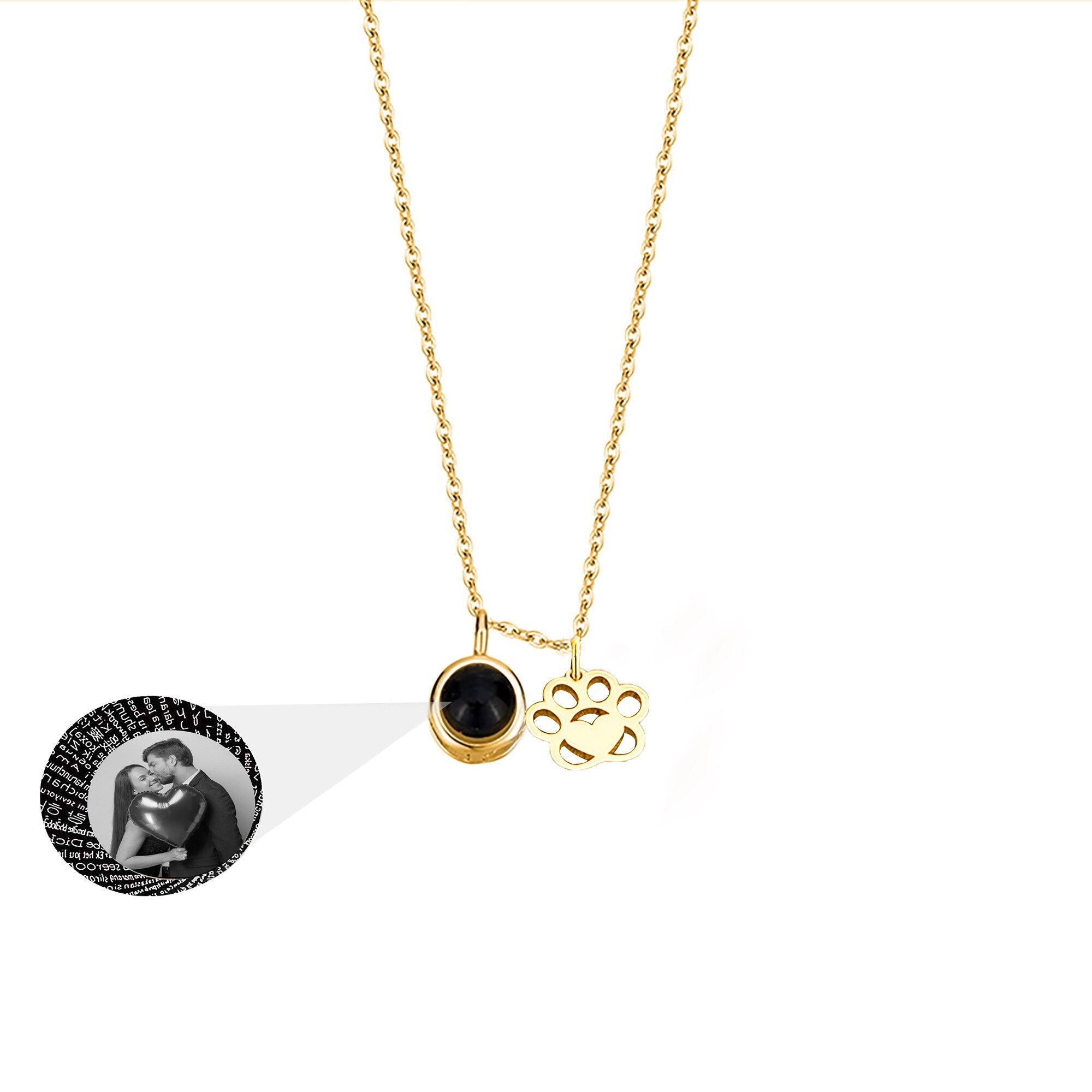 Customized Photo Dog Paws Projection Necklace Pendant Jewelry For Lover Girlfriend