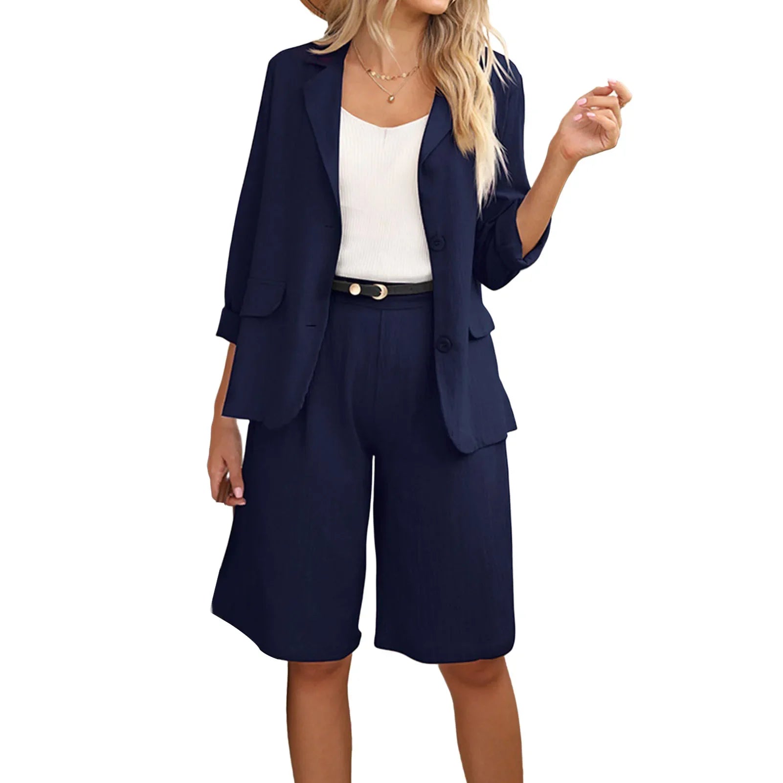Summer Fashion Solid Color Two Piece Set