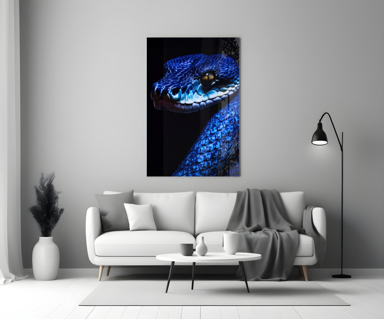Eyes of the Blue Viper Glass Wall Art || Designer Collection