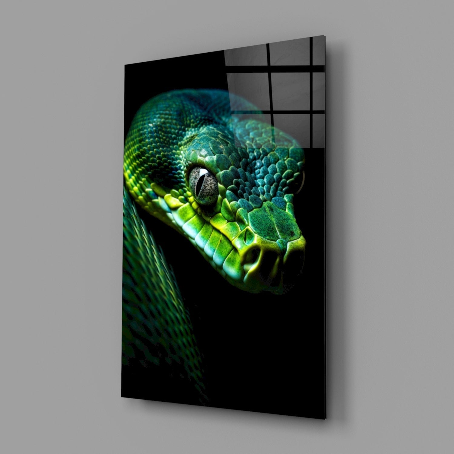 Emerald Green Viper Glass Wall Art || Designer Collection