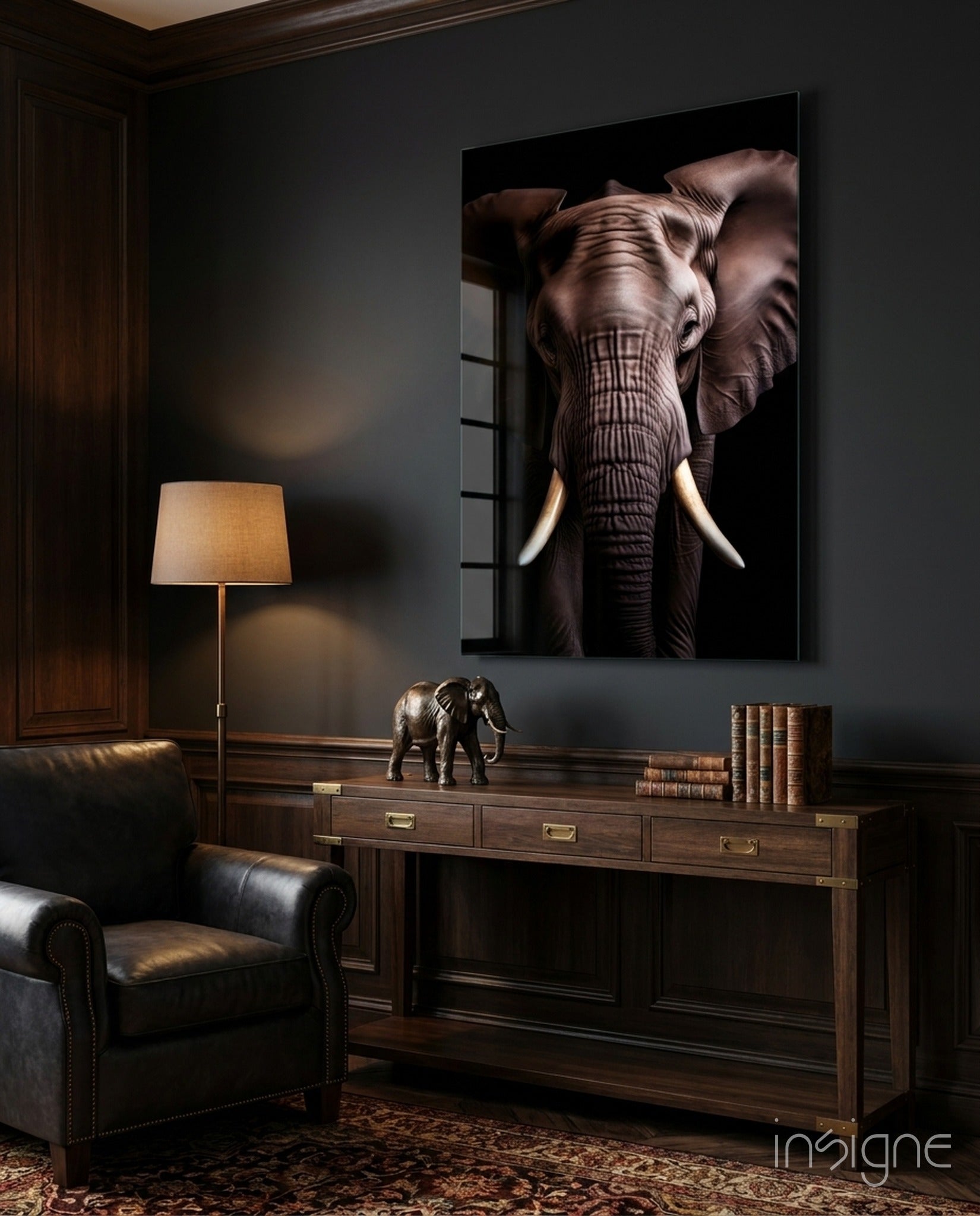 The Wise Look of the Elephant Glass Wall Art || Designer Collection