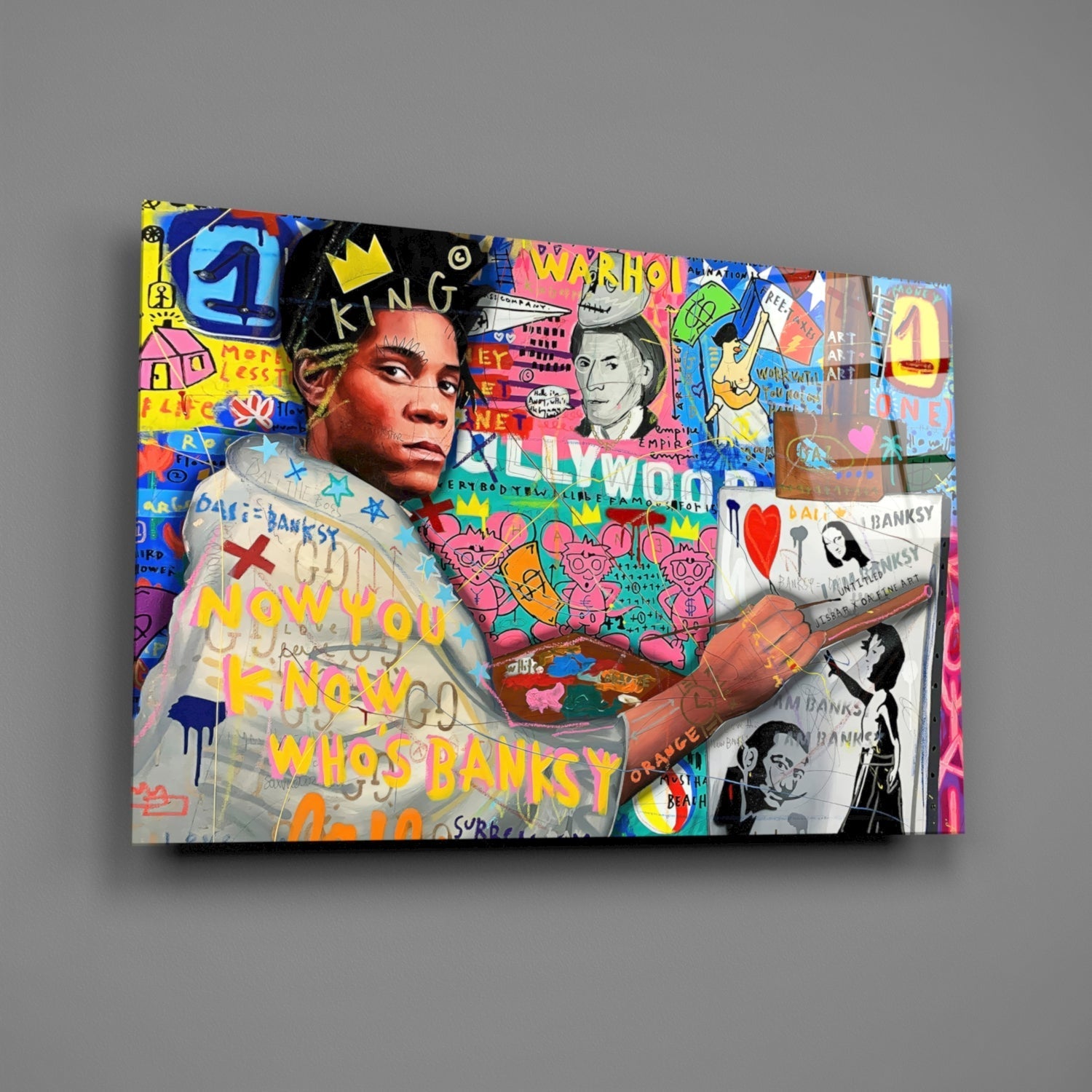 Stencil Crown Graffiti Glass Wall Art || Designer Collection