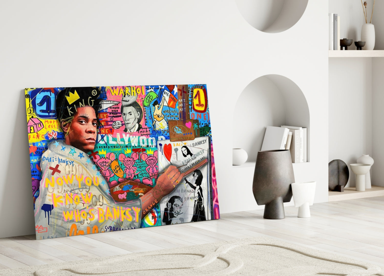 Stencil Crown Graffiti Glass Wall Art || Designer Collection