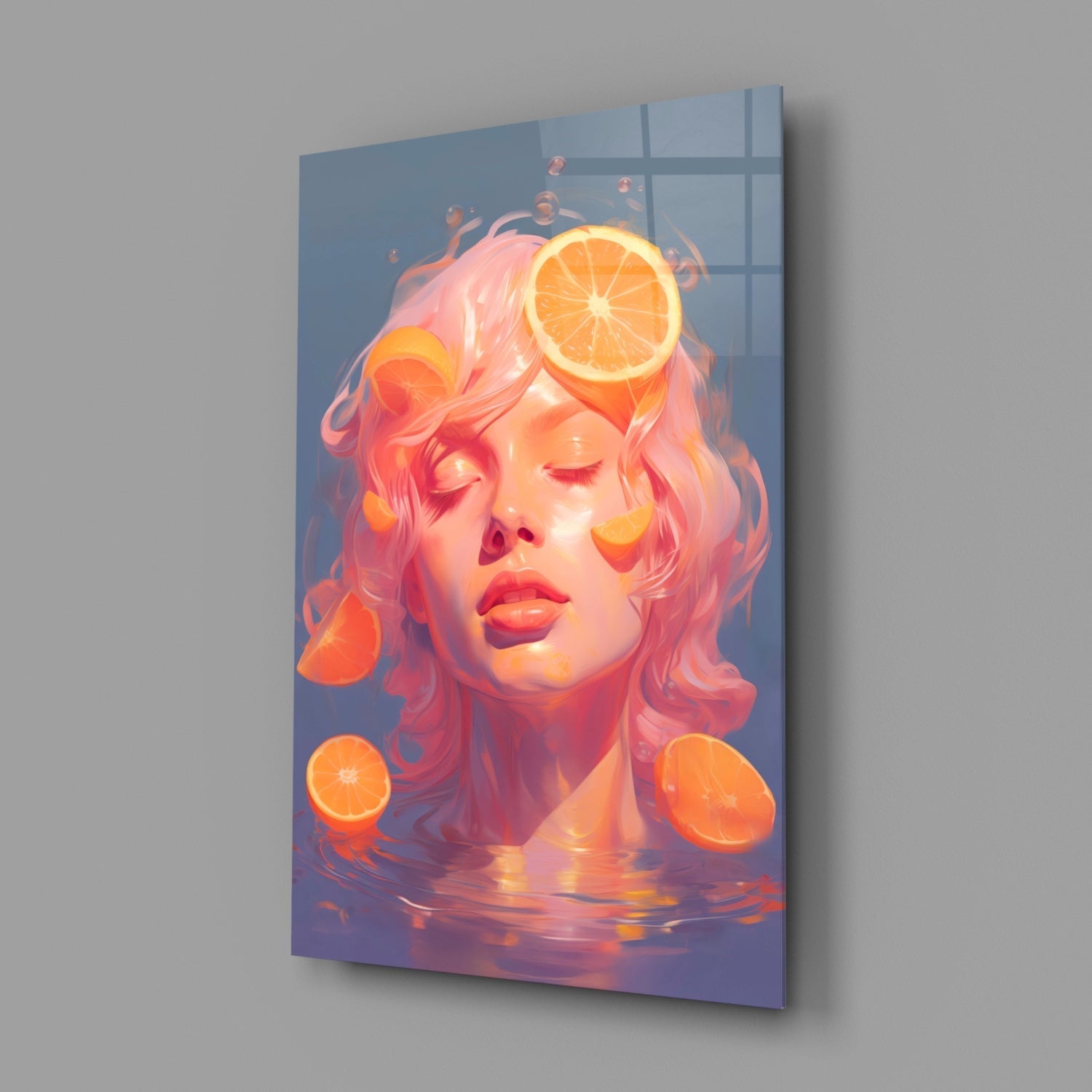 Orange Bubbles Glass Wall Art || Designer Collection