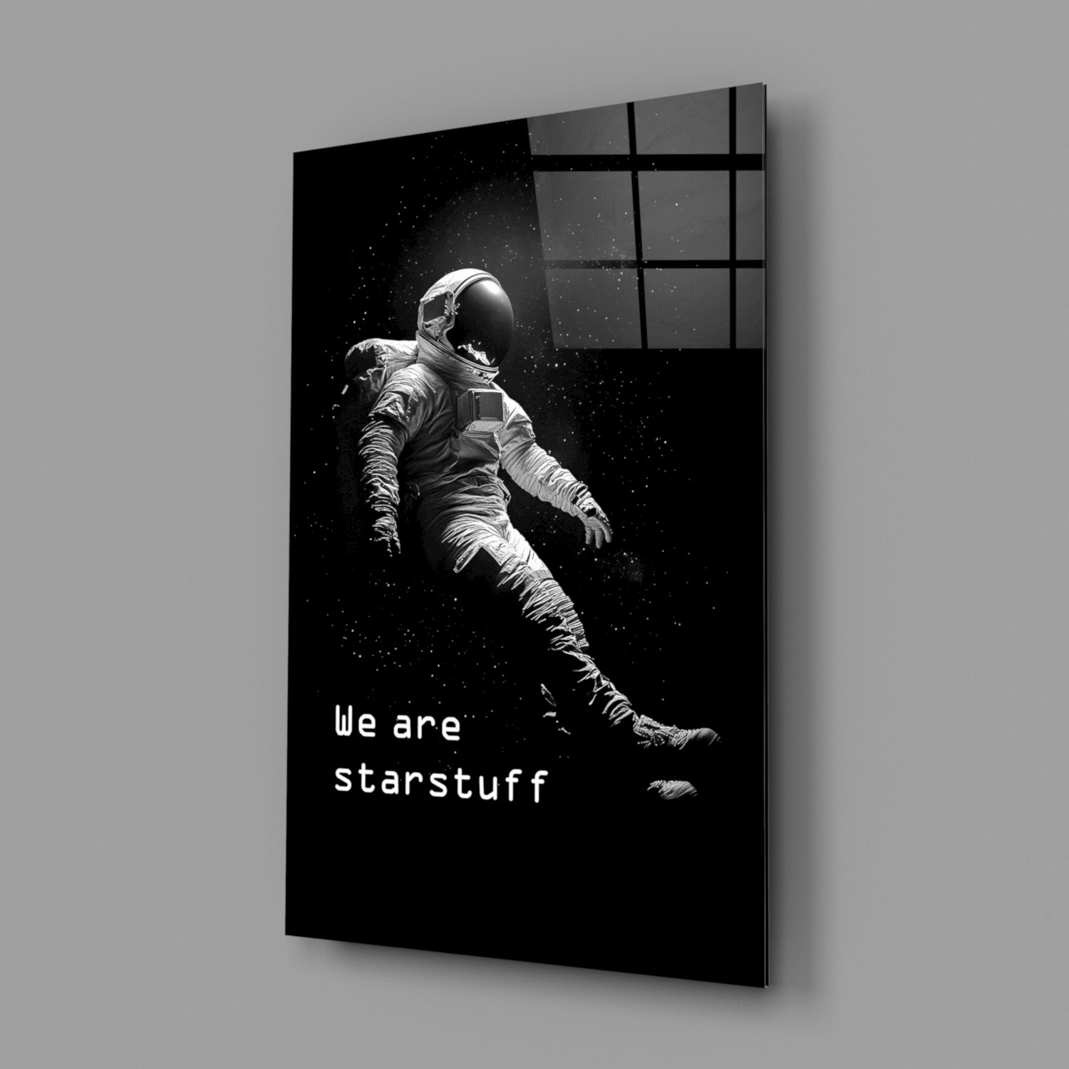 Starstuff Quote Floating Astronaut Glass Wall Art