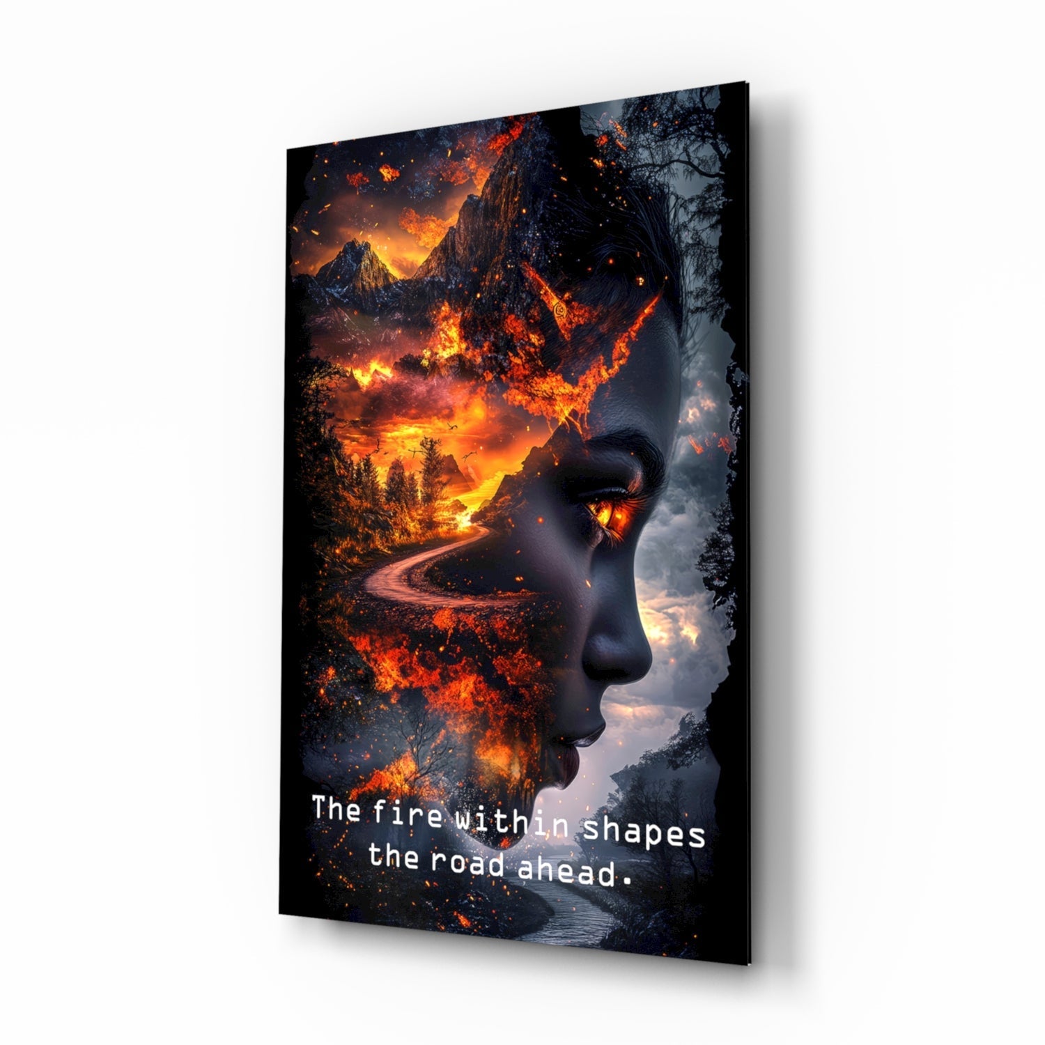 Fire Within Quote Ember Profile Glass Wall Art