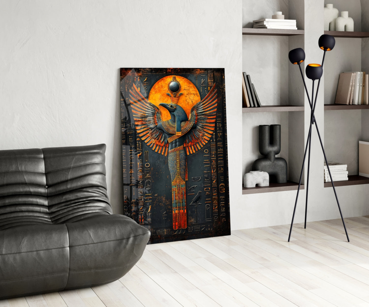 Winged God Glass Wall Art || Designer Collection