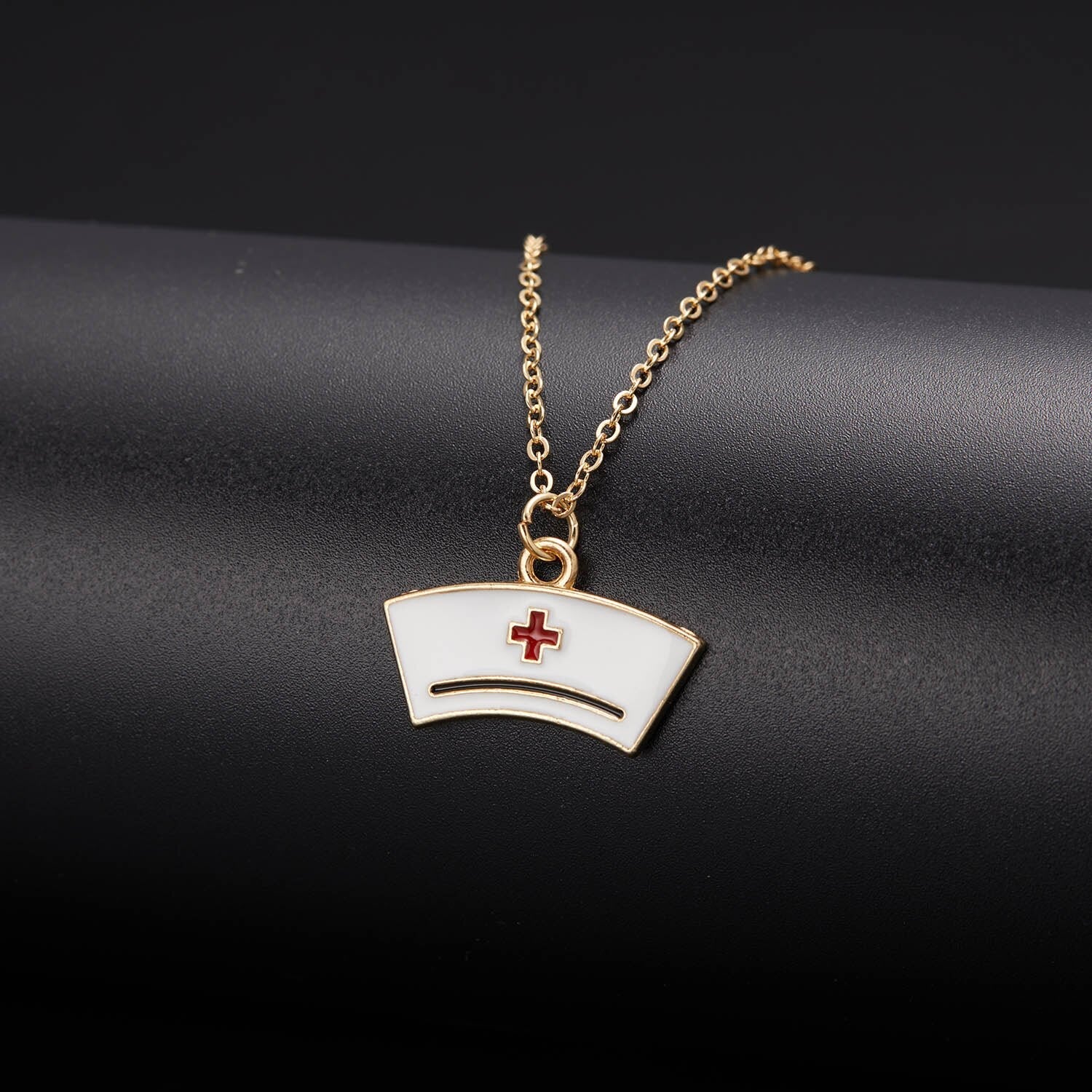 Heart Nurse Cap Doctor Necklaces Medical Equipment Stethoscope Syringe Pendant Hospital Style Jewelry