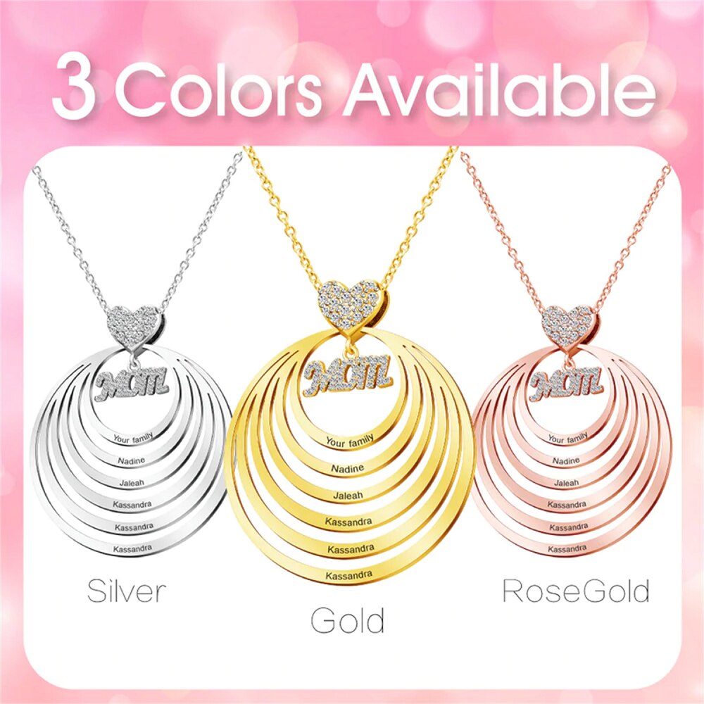 Custom MOM Infinite Love Name Necklace Personalized Kids Names Pendant