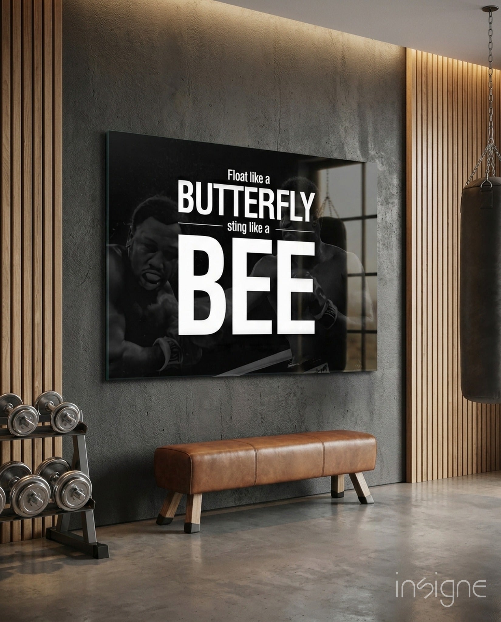 Butterfly And Bee Typography Glass Wall Art