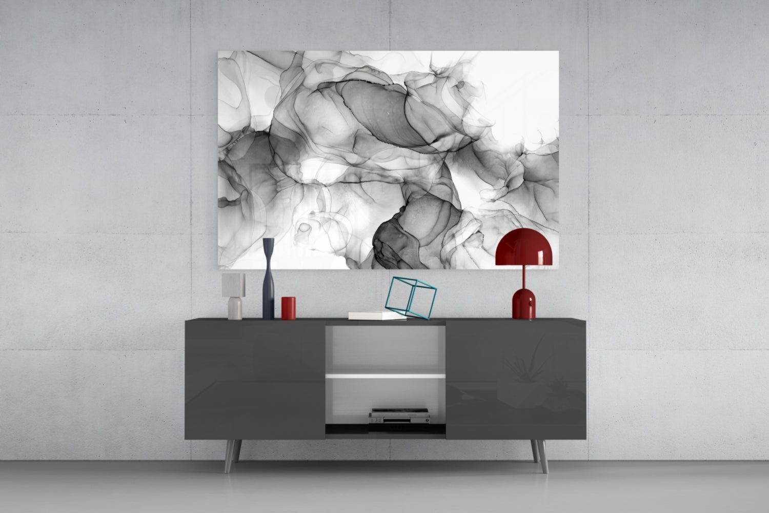 Ethereal Ink Swirls Glass Wall Art