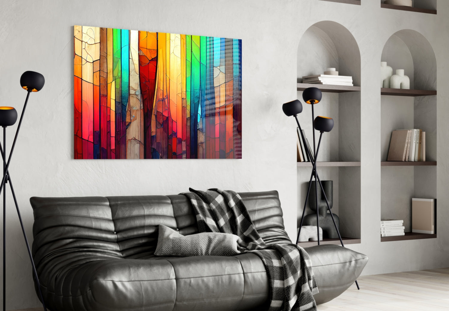 Cracked Rainbow Mosaic Glass Wall Art