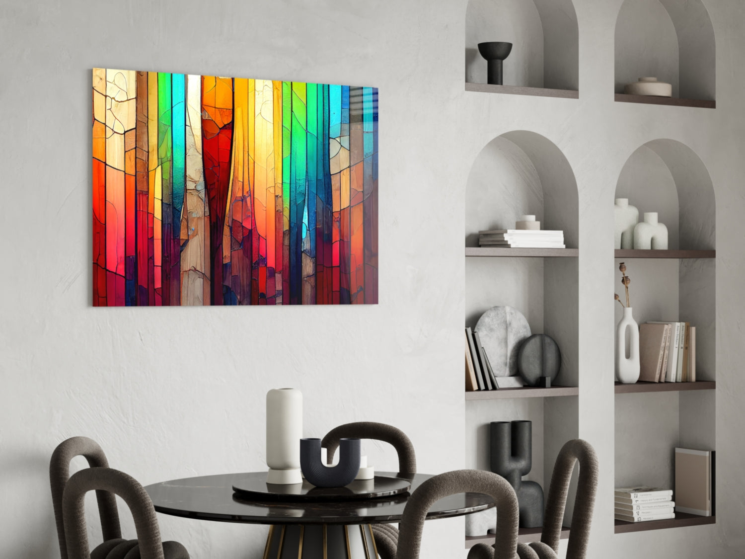 Cracked Rainbow Mosaic Glass Wall Art