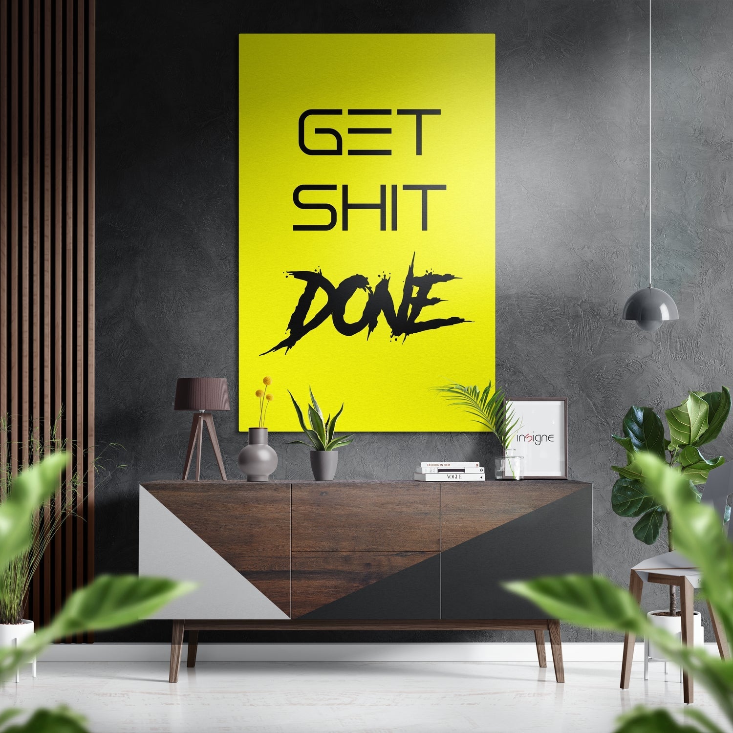 Yellow Brush Get Shit Done Brushed Aluminum Dibond Wall Art