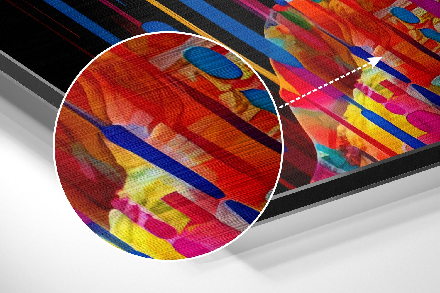 Colorful Streak Profile Woman Brushed Aluminum Dibond Wall Art