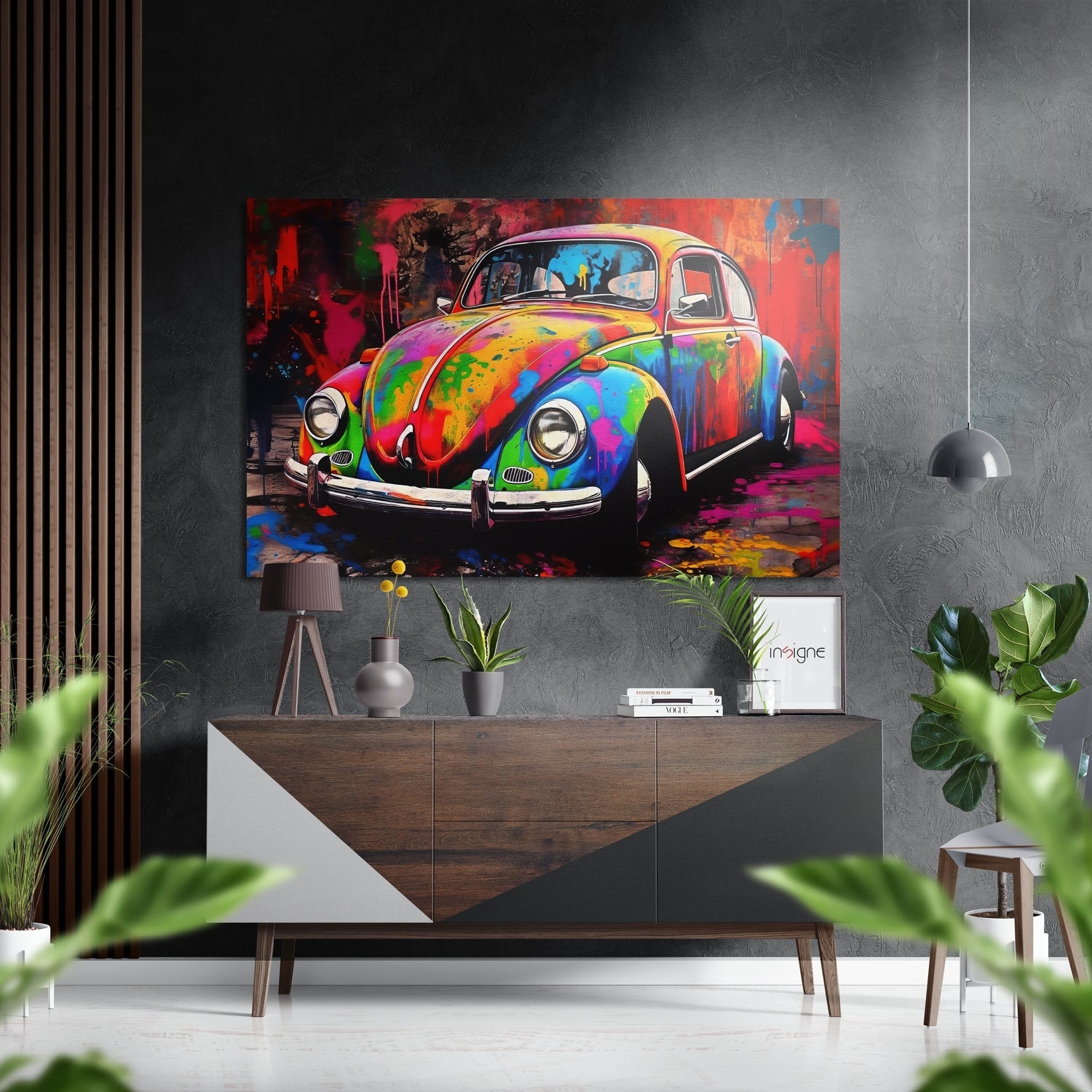 Classic Compact Car Brushed Aluminum Dibond Wall Art