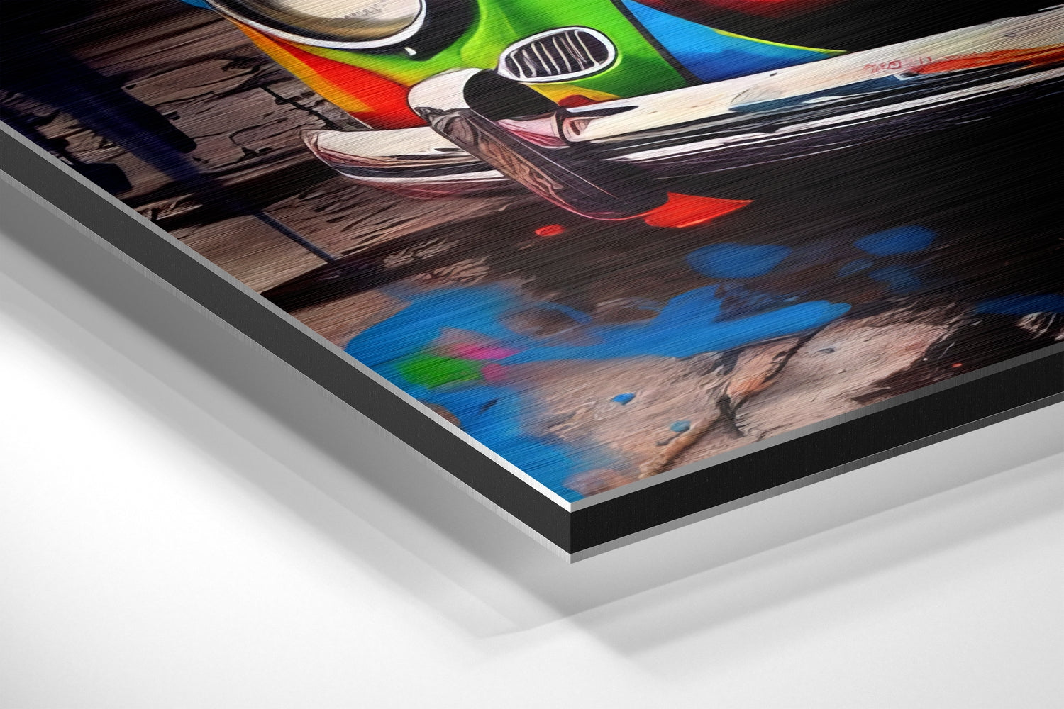 Classic Compact Car Brushed Aluminum Dibond Wall Art