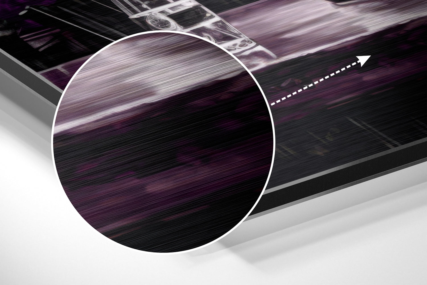 Violet Satin Woman at Bar Brushed Aluminum Dibond Wall Art