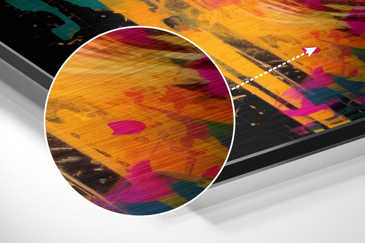 Amber Lens Shades Teal Splatter Brushed Aluminum Dibond Wall Art