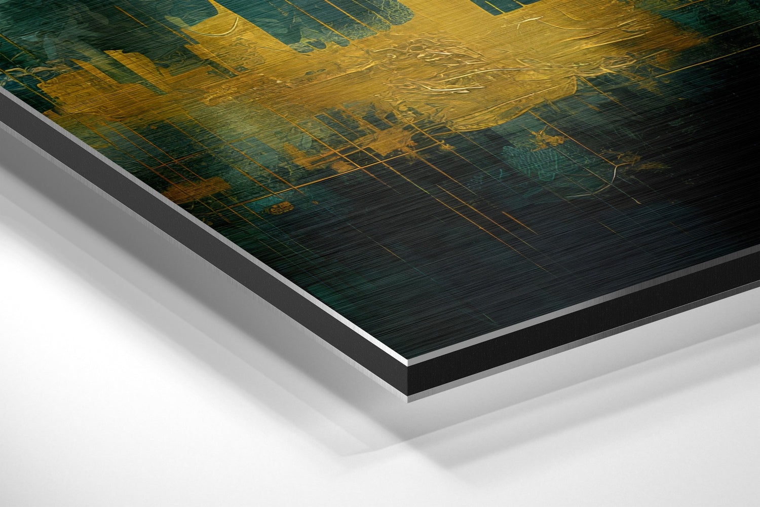 Golden Green City Skyline Brushed Aluminum Dibond Wall Art