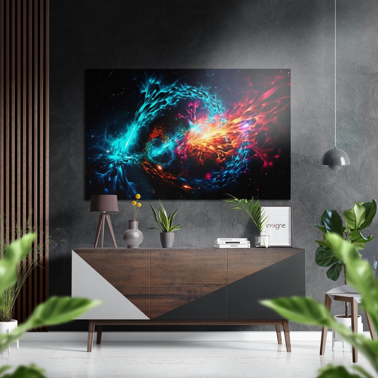 Colliding Energy Streams Brushed Aluminum Dibond Wall Art