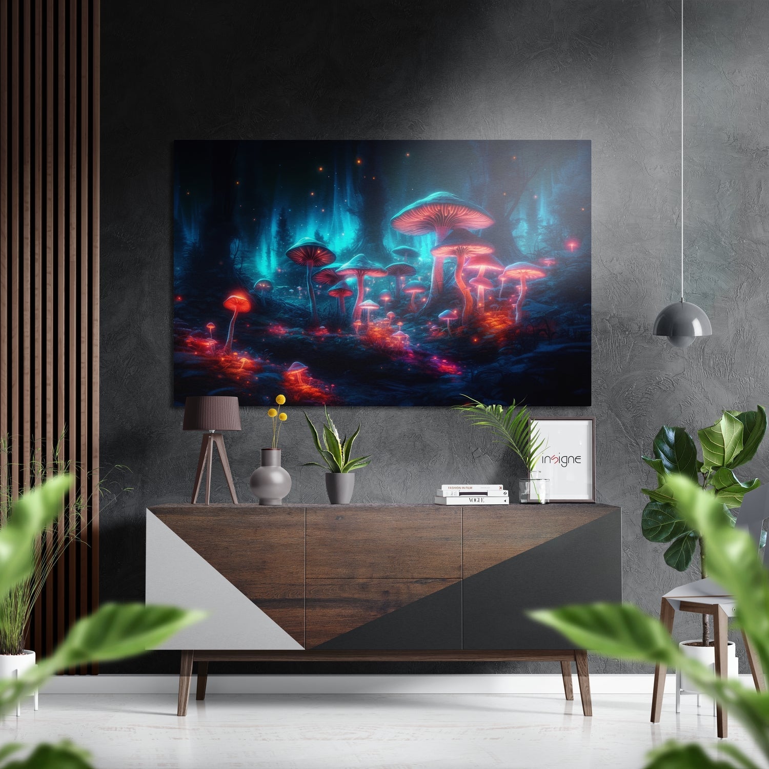Mushroom Planet Brushed Aluminum Dibond Wall Art