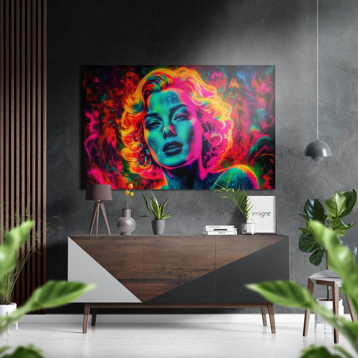 Neon Rainbow Smoke Blonde Brushed Aluminum Dibond Wall Art