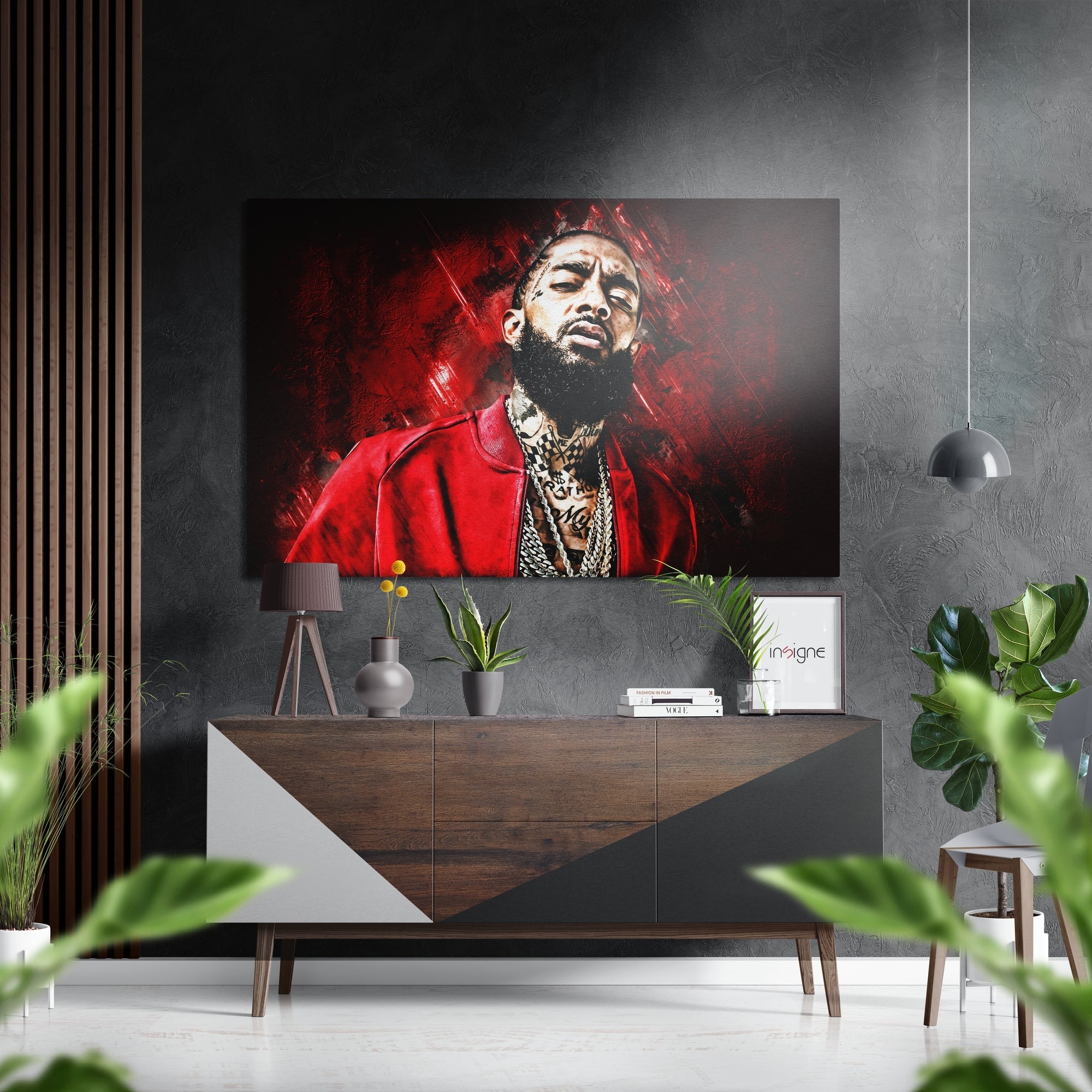 Red Jacket Gold Chains Rapper Brushed Aluminium Dibond Wall Art